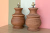 Pair of MCM Terracotta Urn Lamps