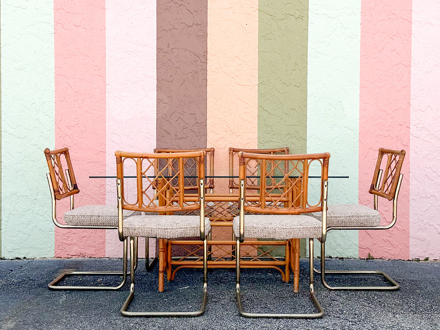 MCM Cantilever Rattan Dining Set