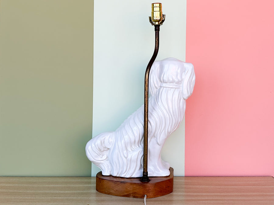 White Staffordshire Dog Lamp