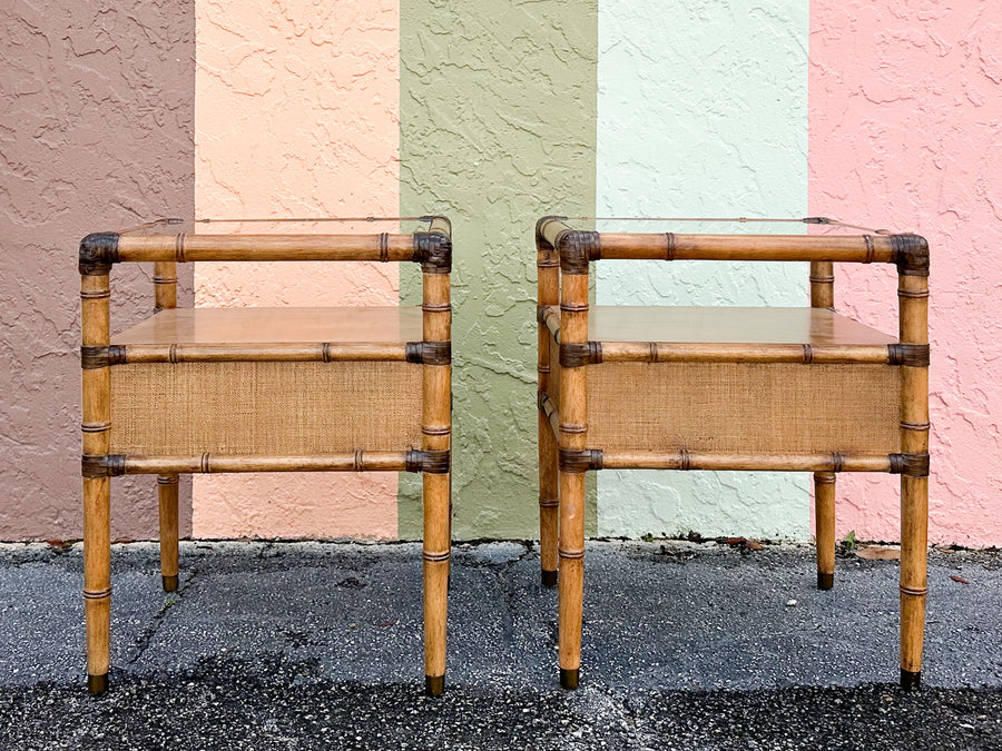 Pair of Modern Island Chic Nightstands