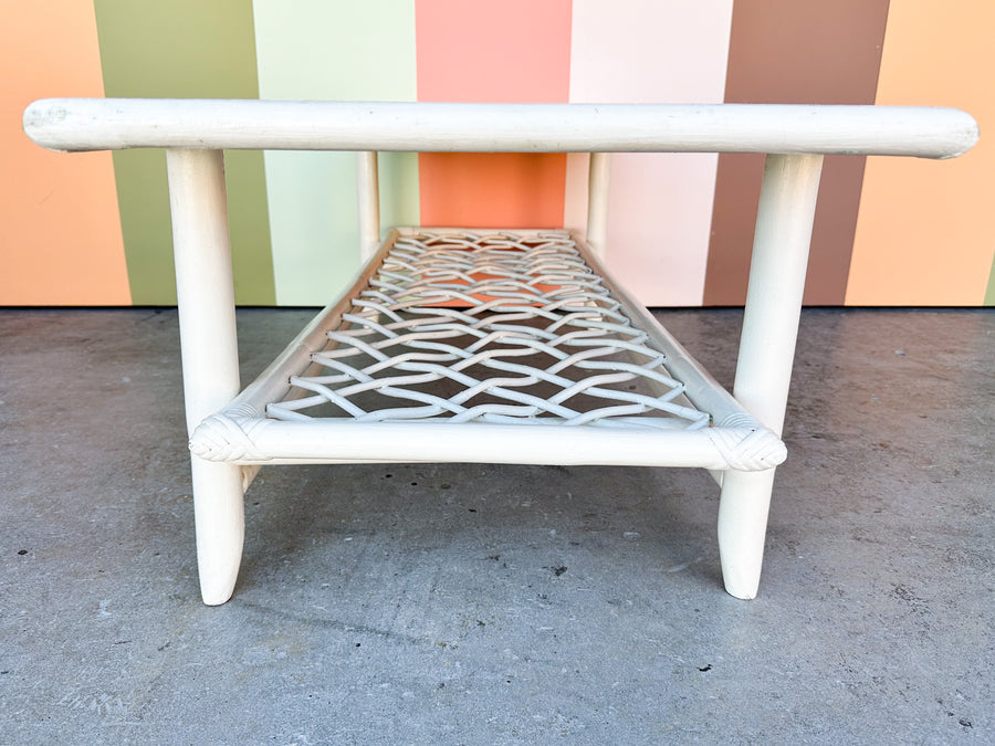 Old Florida Rattan Lattice Coffee Table