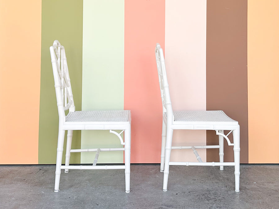 Set of Four Faux Bamboo Chippendale Dining Chairs