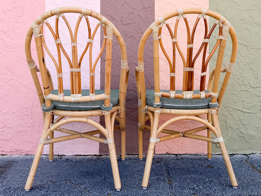 Set of Six Old Florida Rattan Dining Chairs
