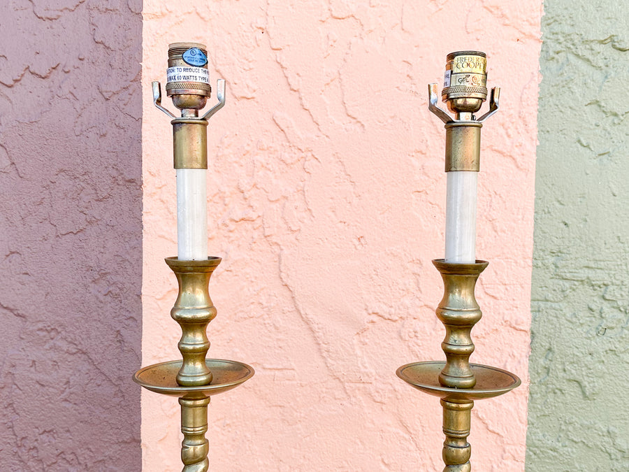 Pair of Frederick Cooper Twisted Brass Lamps