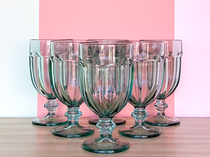 Set of Six Seafoam Goblets