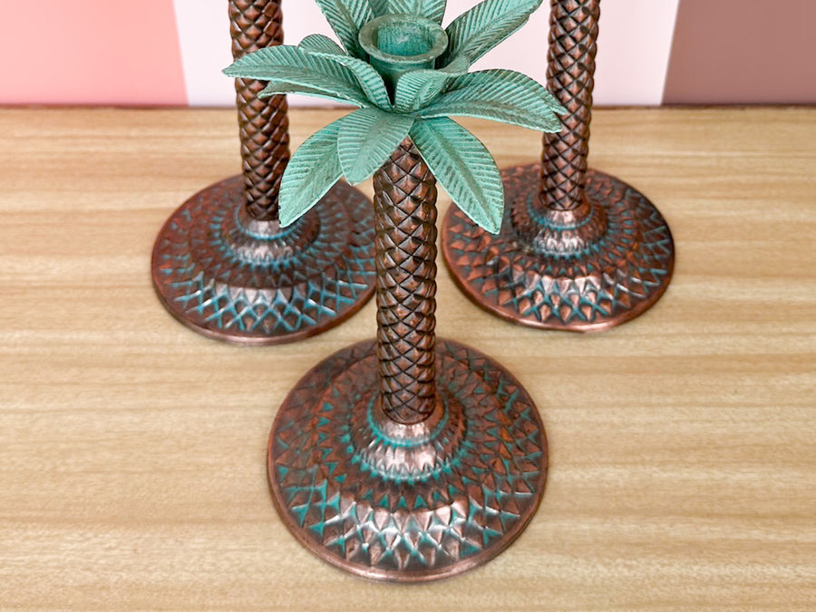 Trio of Palm Tree Candlesticks