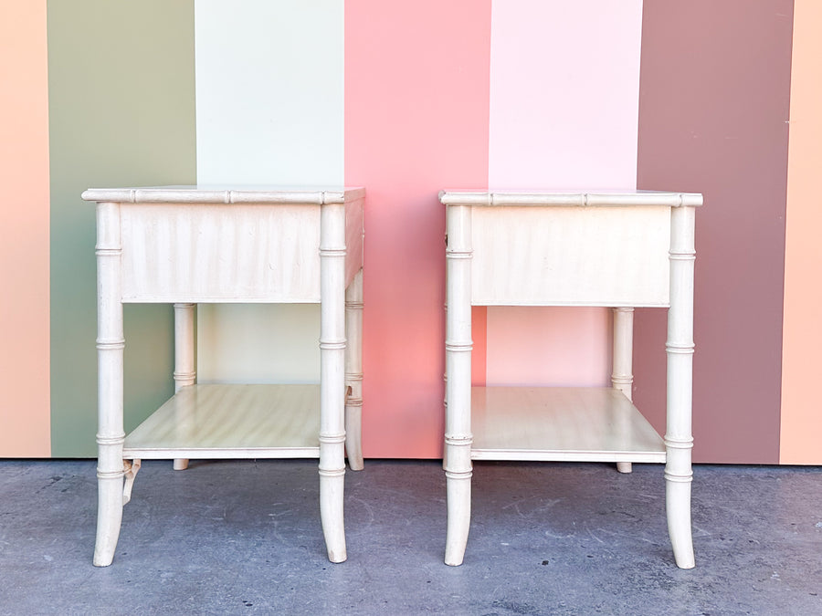 Pair of Thomasville Faux Bamboo Nightstands