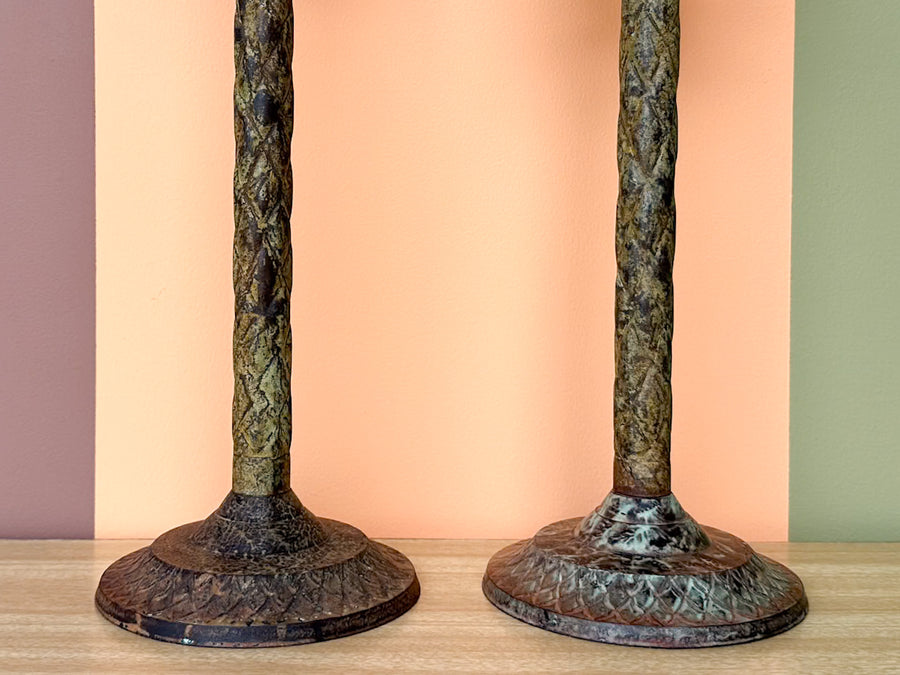 Pair of Palm Tree Candle Holders