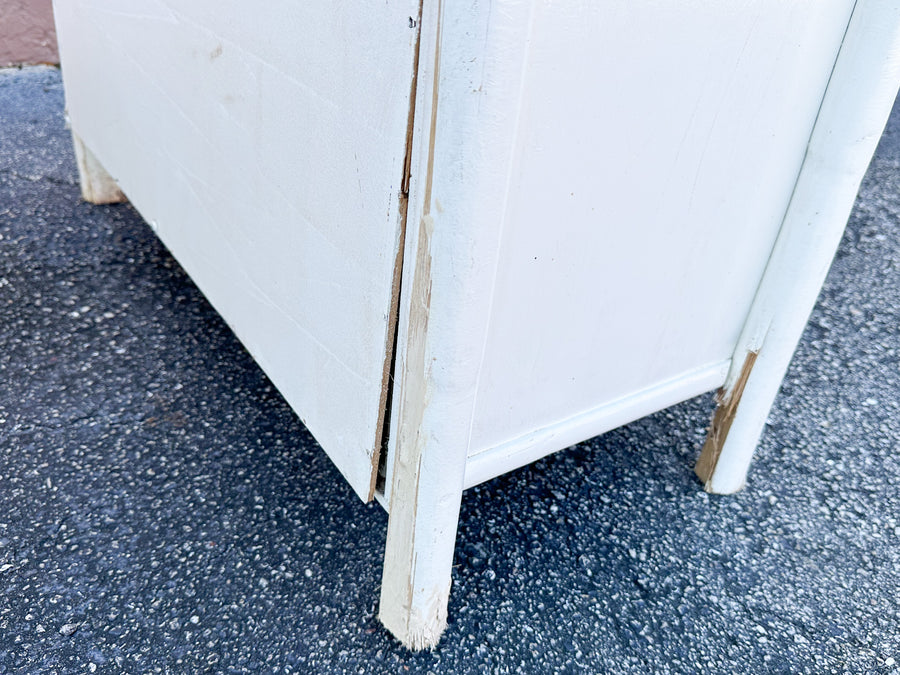 Pair of White Rattan Etageres