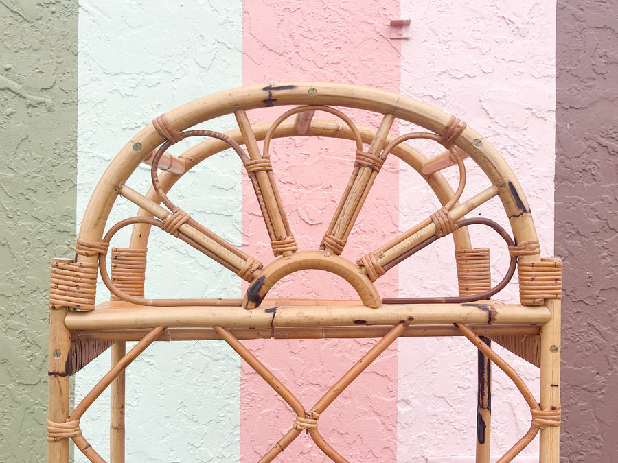 Old Florida Style Rattan Arch Etagere