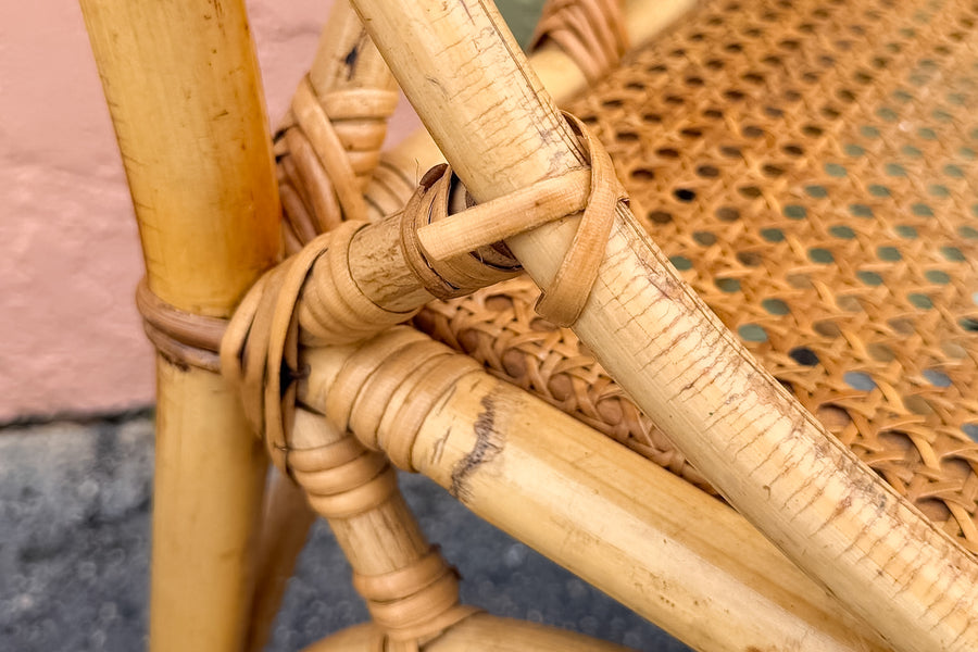 Set of Six Chippendale Rattan Dining Chairs