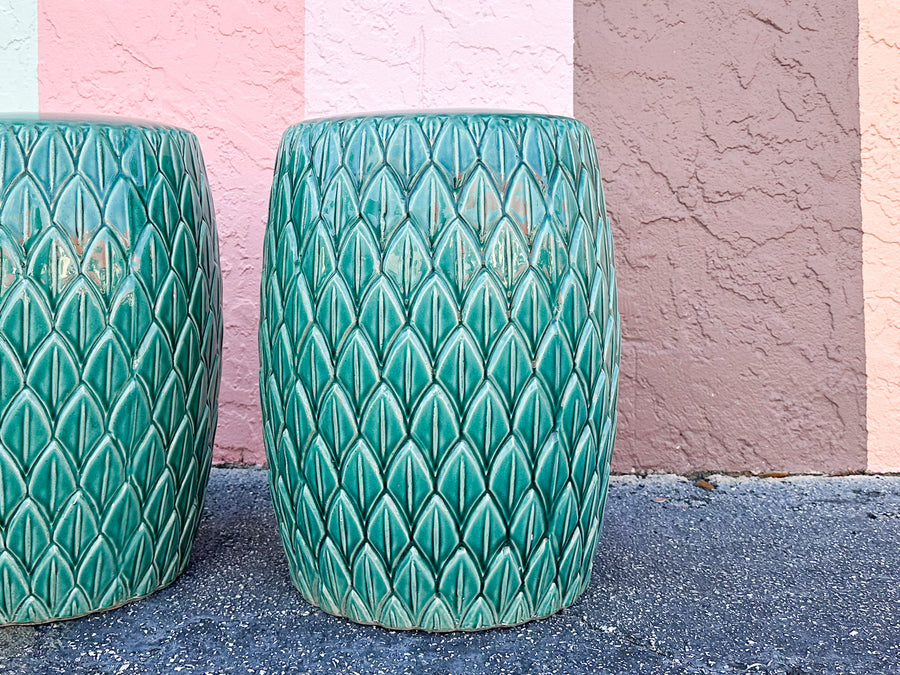 Pair of Gorg Green Artichoke Garden Seats