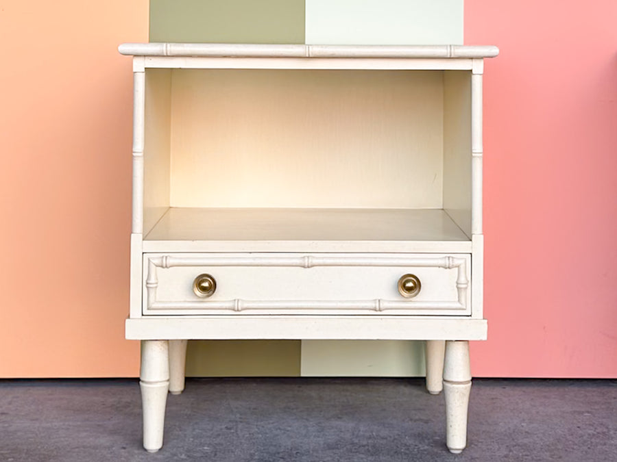 Pair of Palm Beach Chic Faux Bamboo Nightstands
