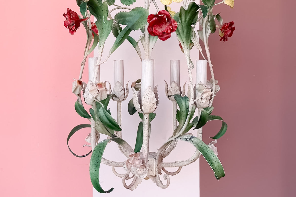 Sweet Floral Tole Chandelier