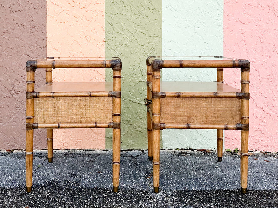 Pair of Modern Island Chic Nightstands