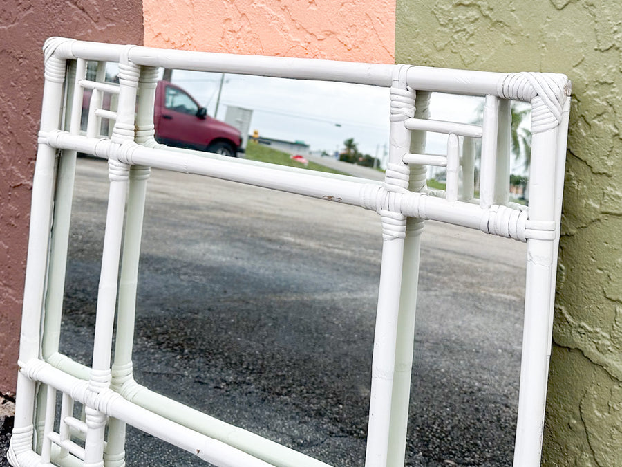 Fretwork Rattan Mirror