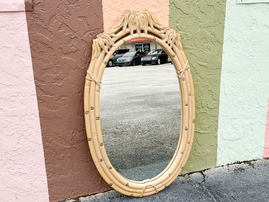 Faux Bamboo Leaf Mirror