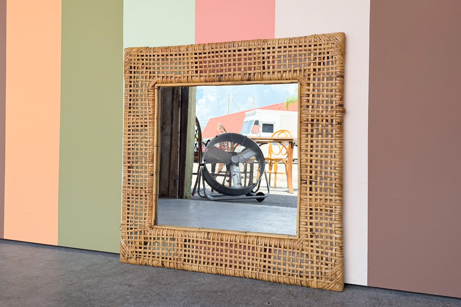 Woven Rattan Mirror