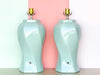 Pair of Seafoam Swirl Lamps