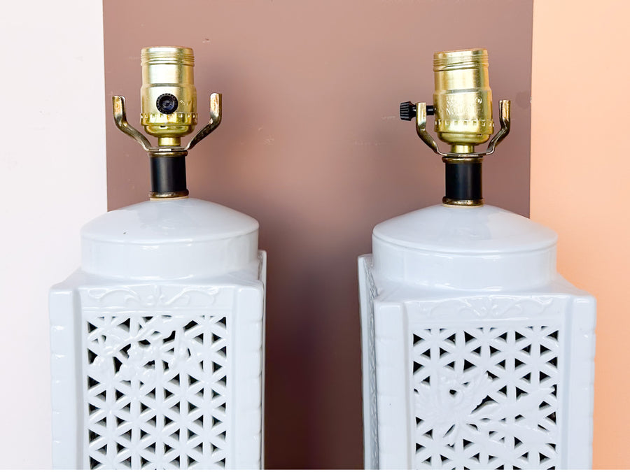 Pair of Palm Beach Pierced Lamps