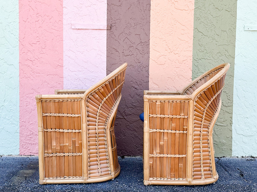 Pair of Island Chic Split Bamboo Lounge Chairs