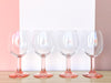 Set of Eight Pink Stem Glassware