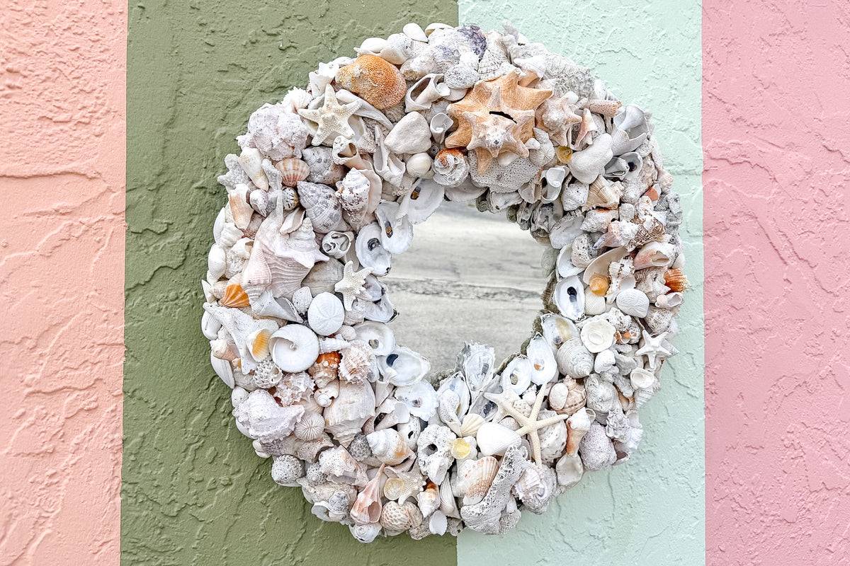 Island Chic Bahamian Shell Round Mirror