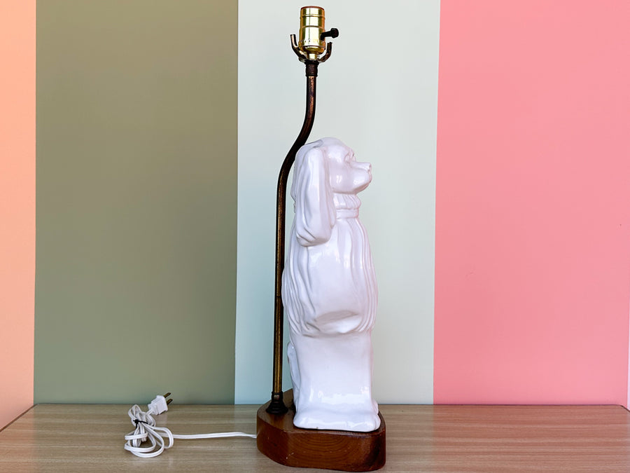 White Staffordshire Dog Lamp