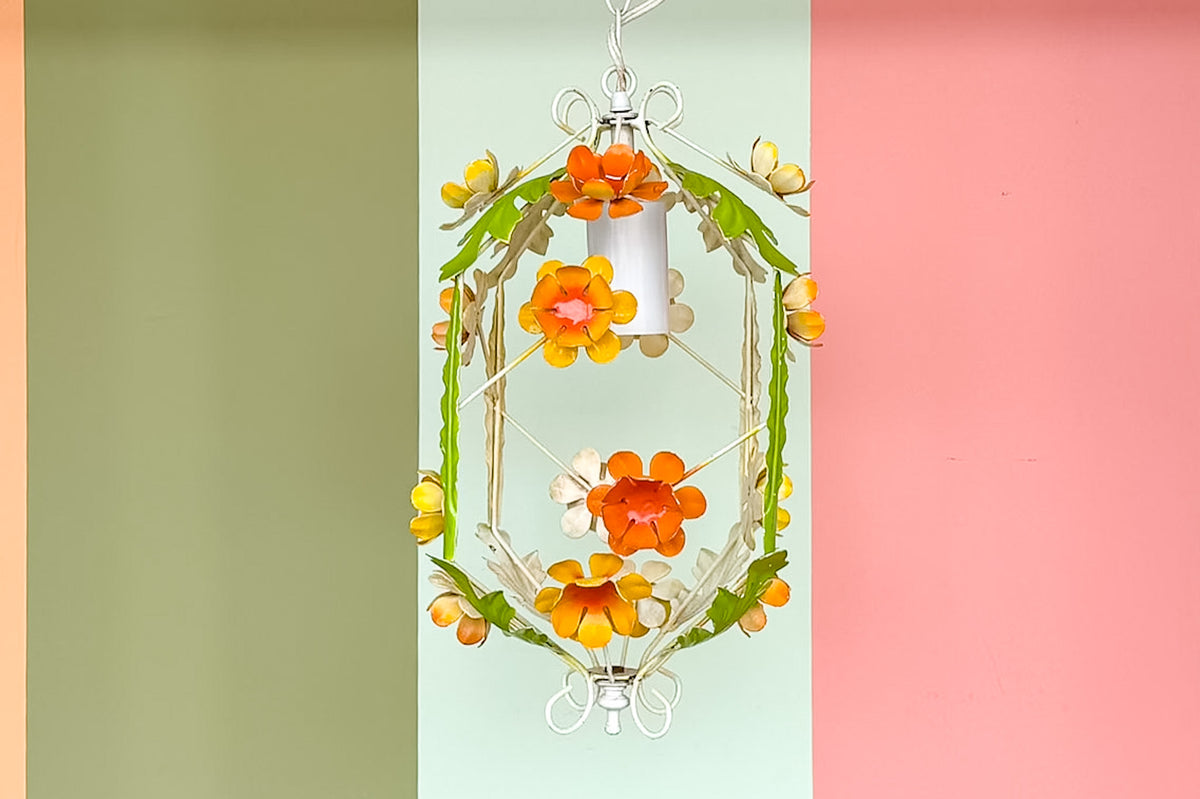 Cute Floral Tole Chandelier