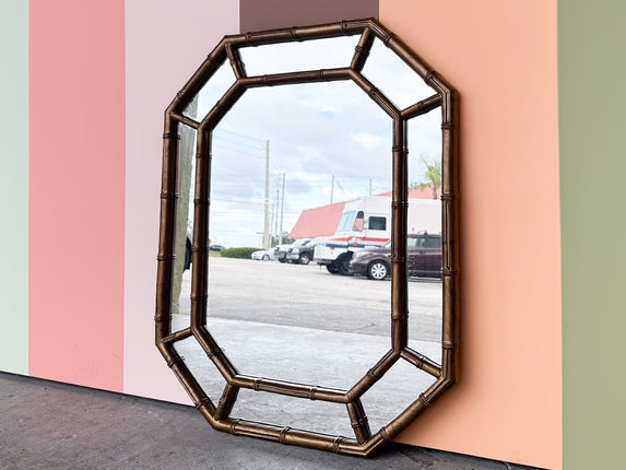 Faux Bamboo Octagon Mirror