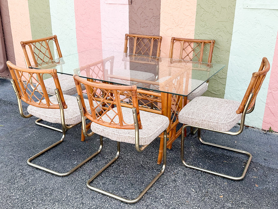 MCM Cantilever Rattan Dining Set