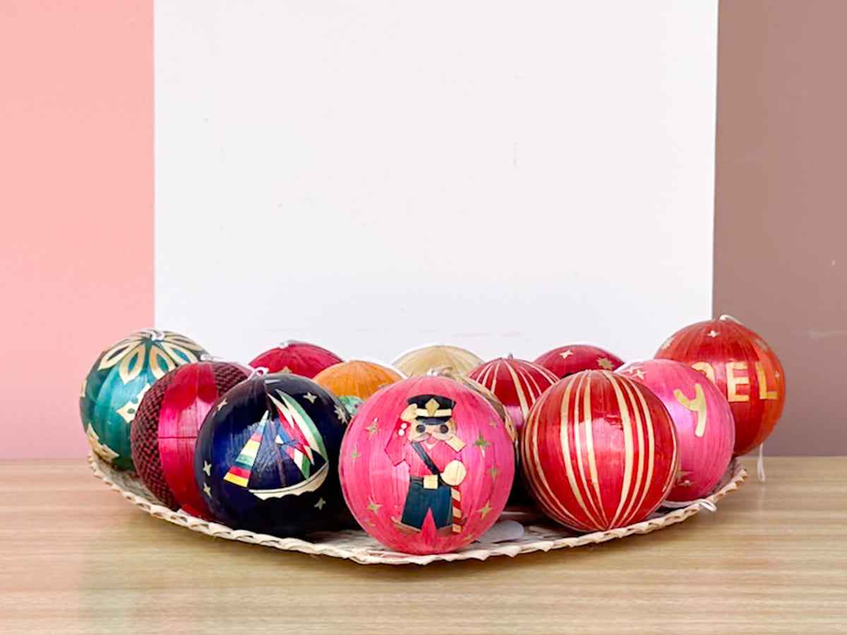 Set of Thirteen Bamboo Christmas Ornaments