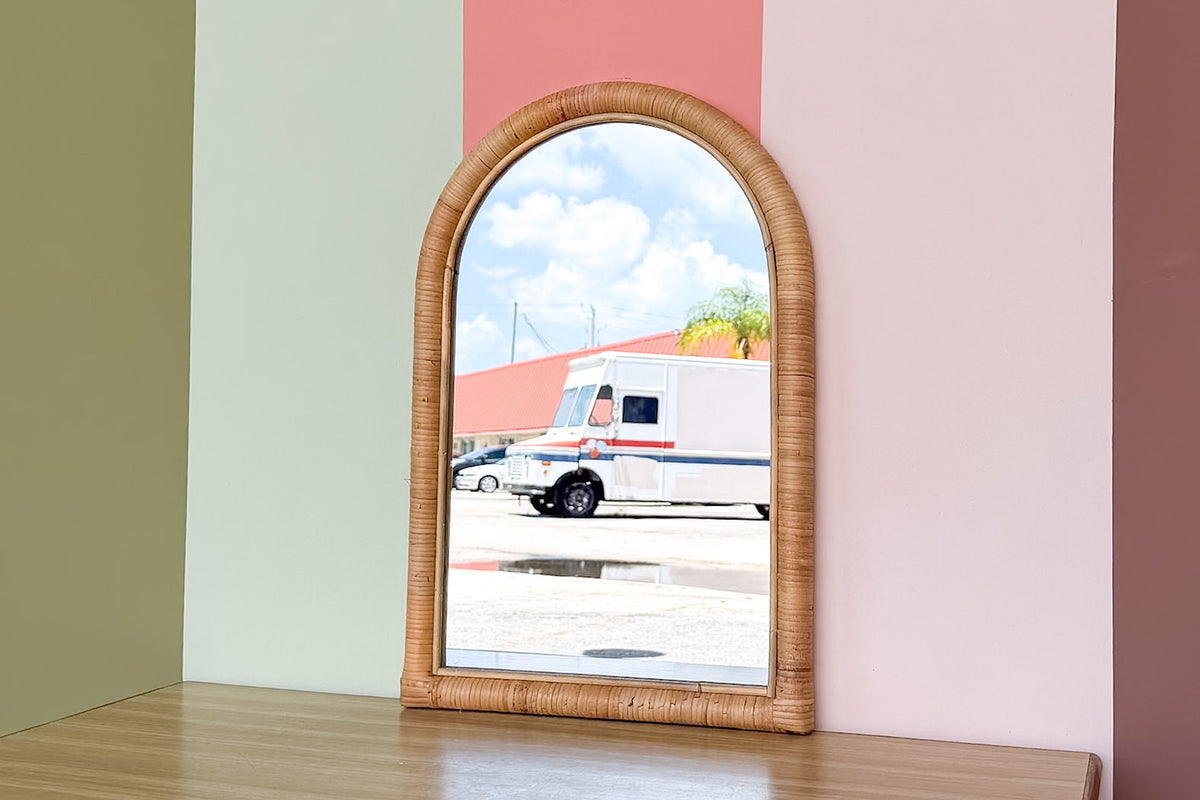 Petite Rattan Arch Mirror