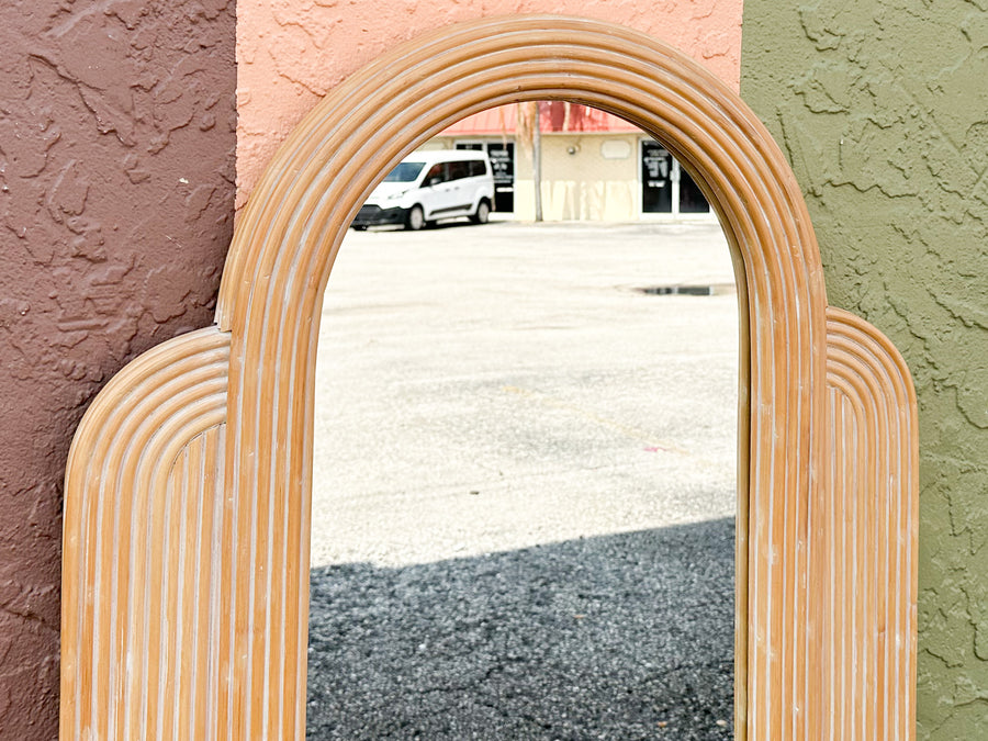Pencil Reed Rattan Mirror