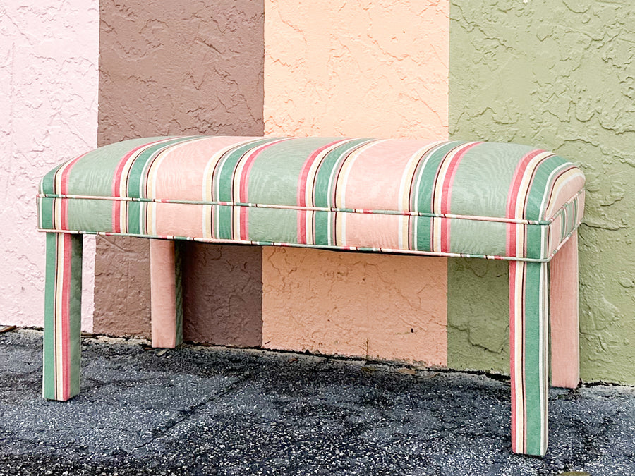 Preppy Striped Upholstered Bench