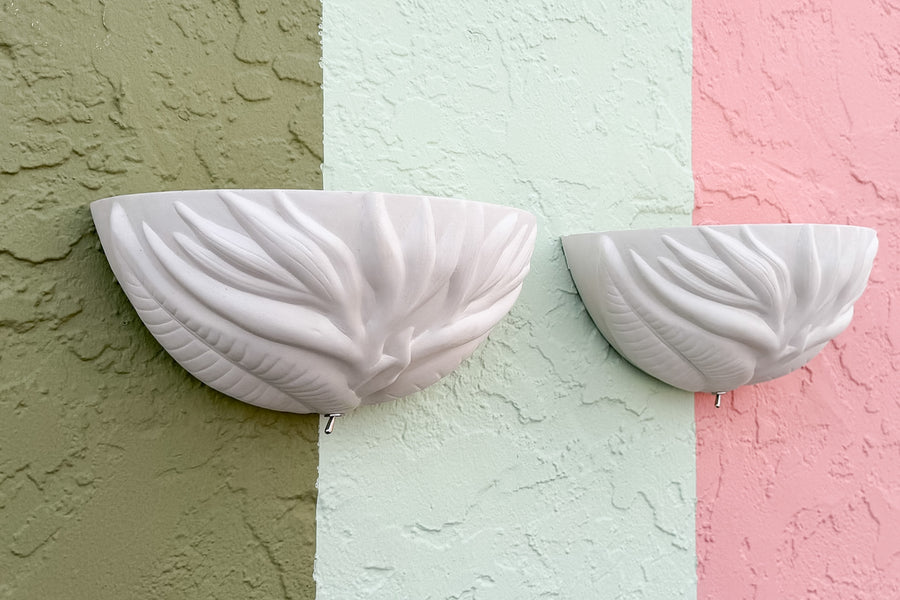 Pair of Plaster Palm Leaf Wall Sconces