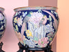 Pair of Large Navy Floral Cachepots