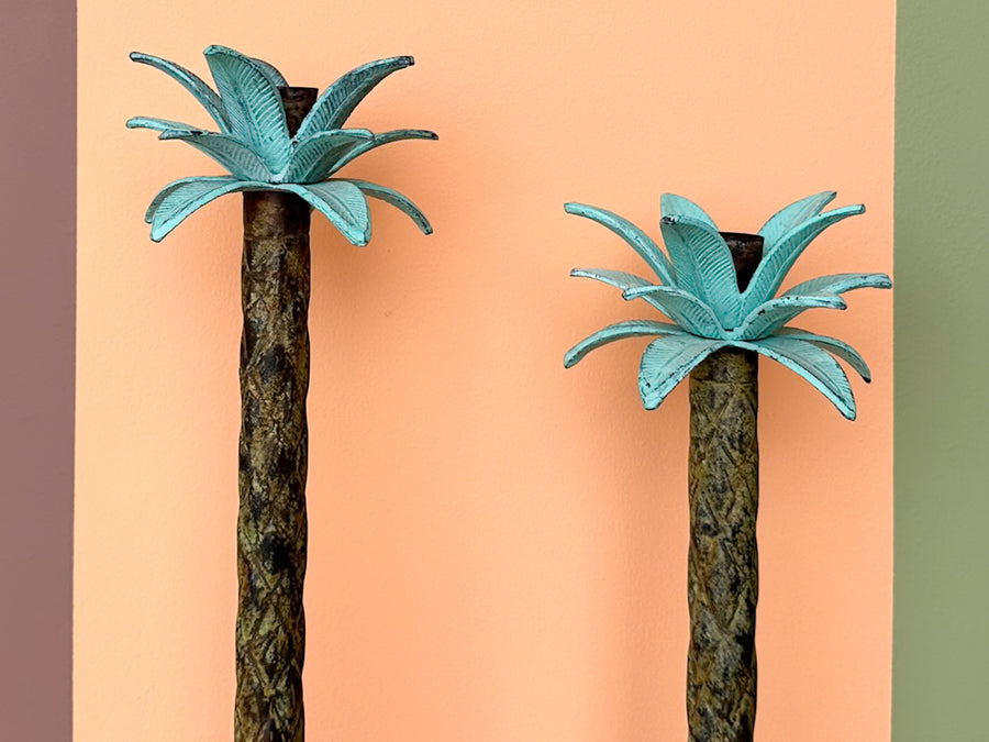 Pair of Palm Tree Candle Holders