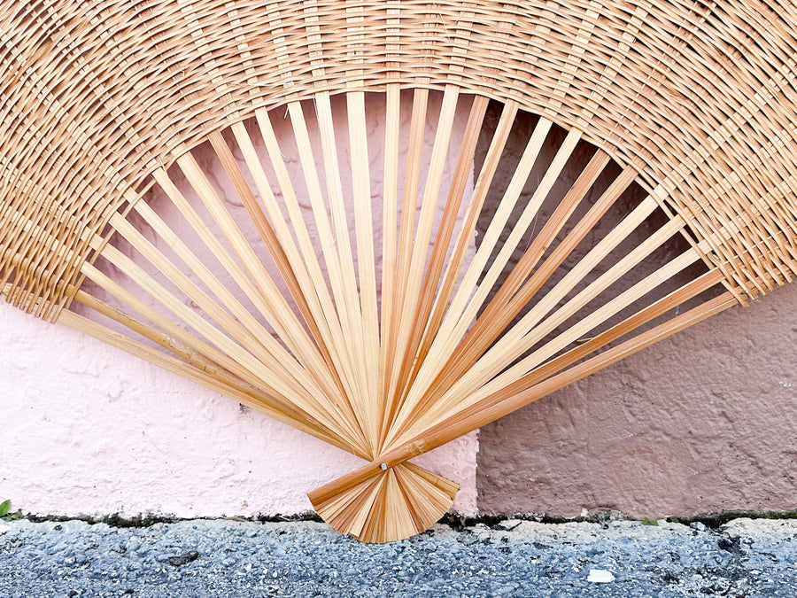 Pair of Large Rattan Fans