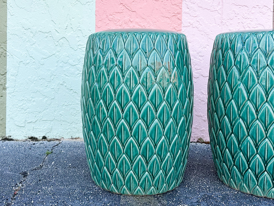 Pair of Gorg Green Artichoke Garden Seats