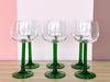 Set of Six French Green Stem Glassware