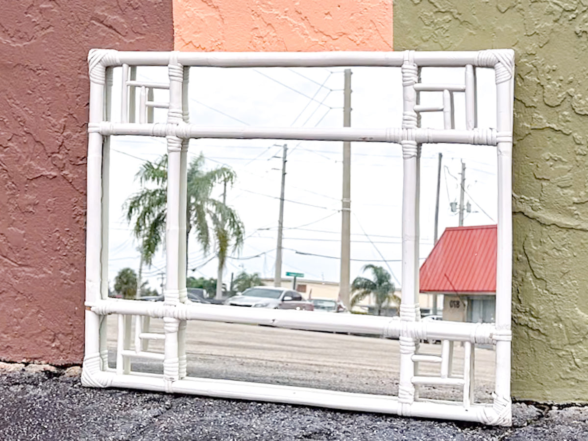 Fretwork Rattan Mirror