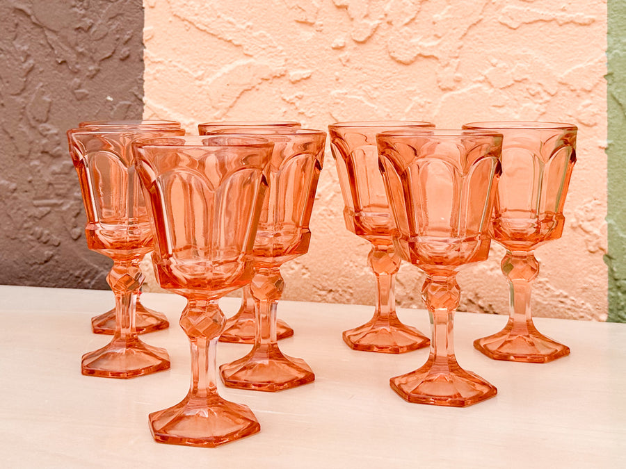 Set of Eight Pink Chic Goblets