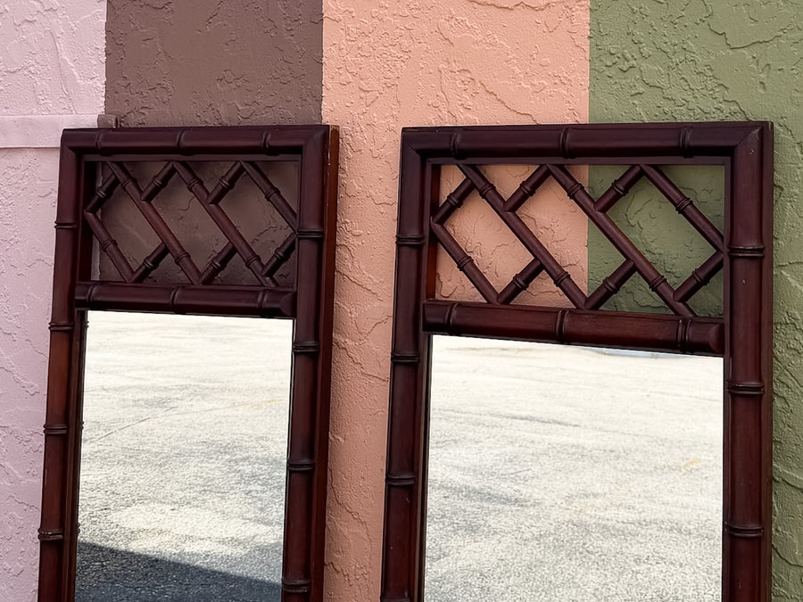 Pair of Handsome Faux Bamboo Chippendale Mirrors