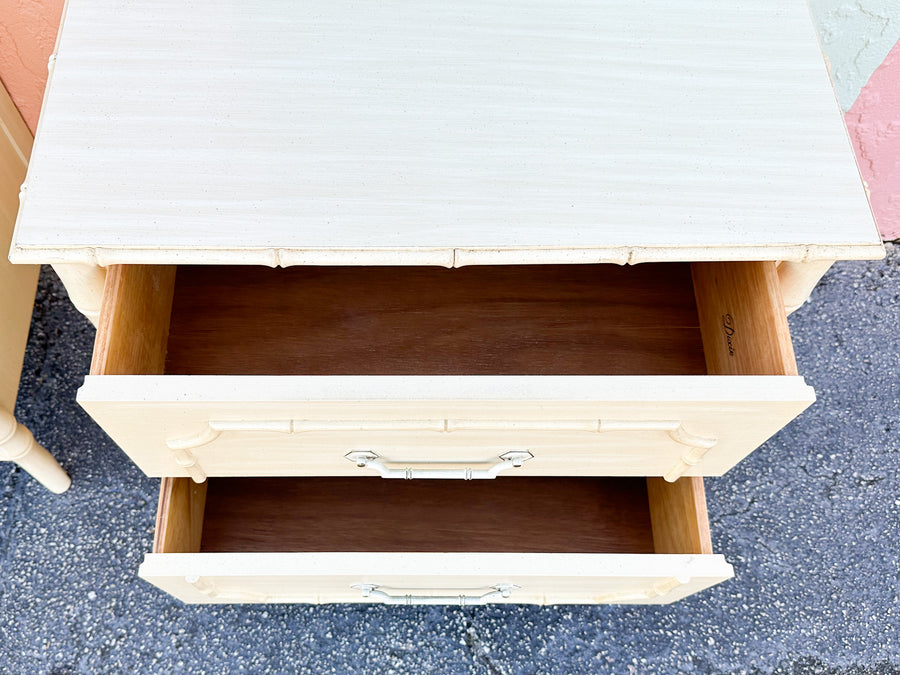 Pair of Faux Bamboo Fretwork Nightstands