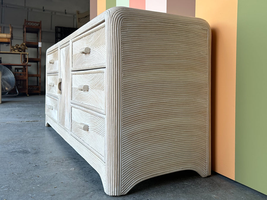 Coastal Cool Pencil Reed Rattan Credenza