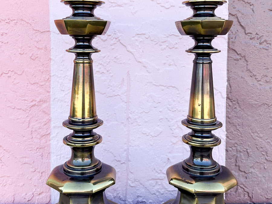 Pair of Brass MCM Lamps