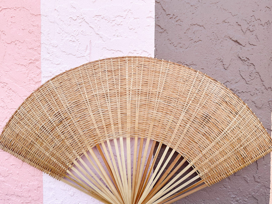 Pair of Large Rattan Fans