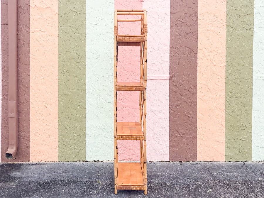 Old Florida Style Rattan Arch Etagere