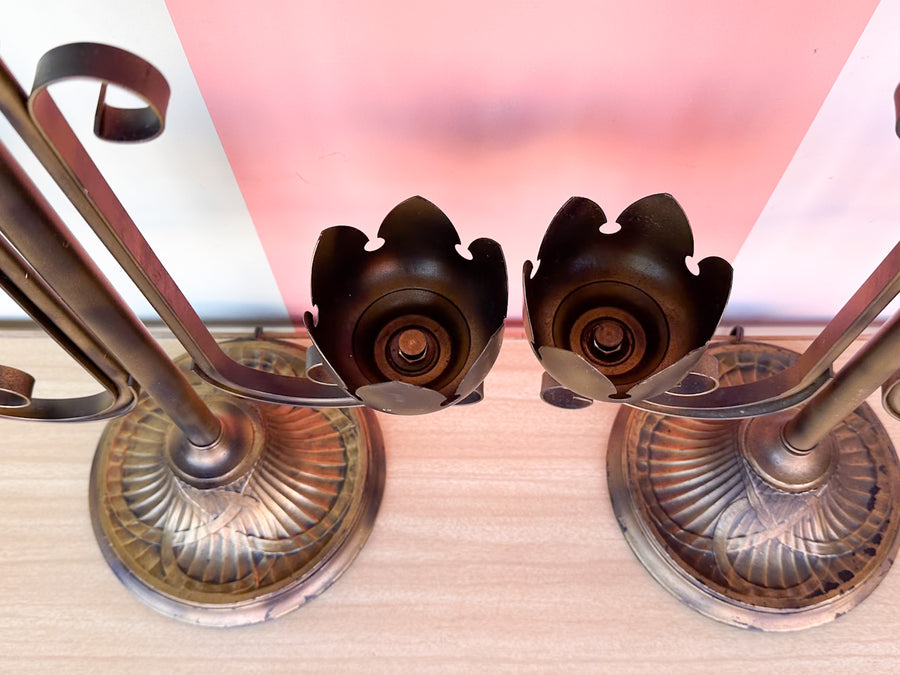 Pair of MCM Metal Tulip Lamps